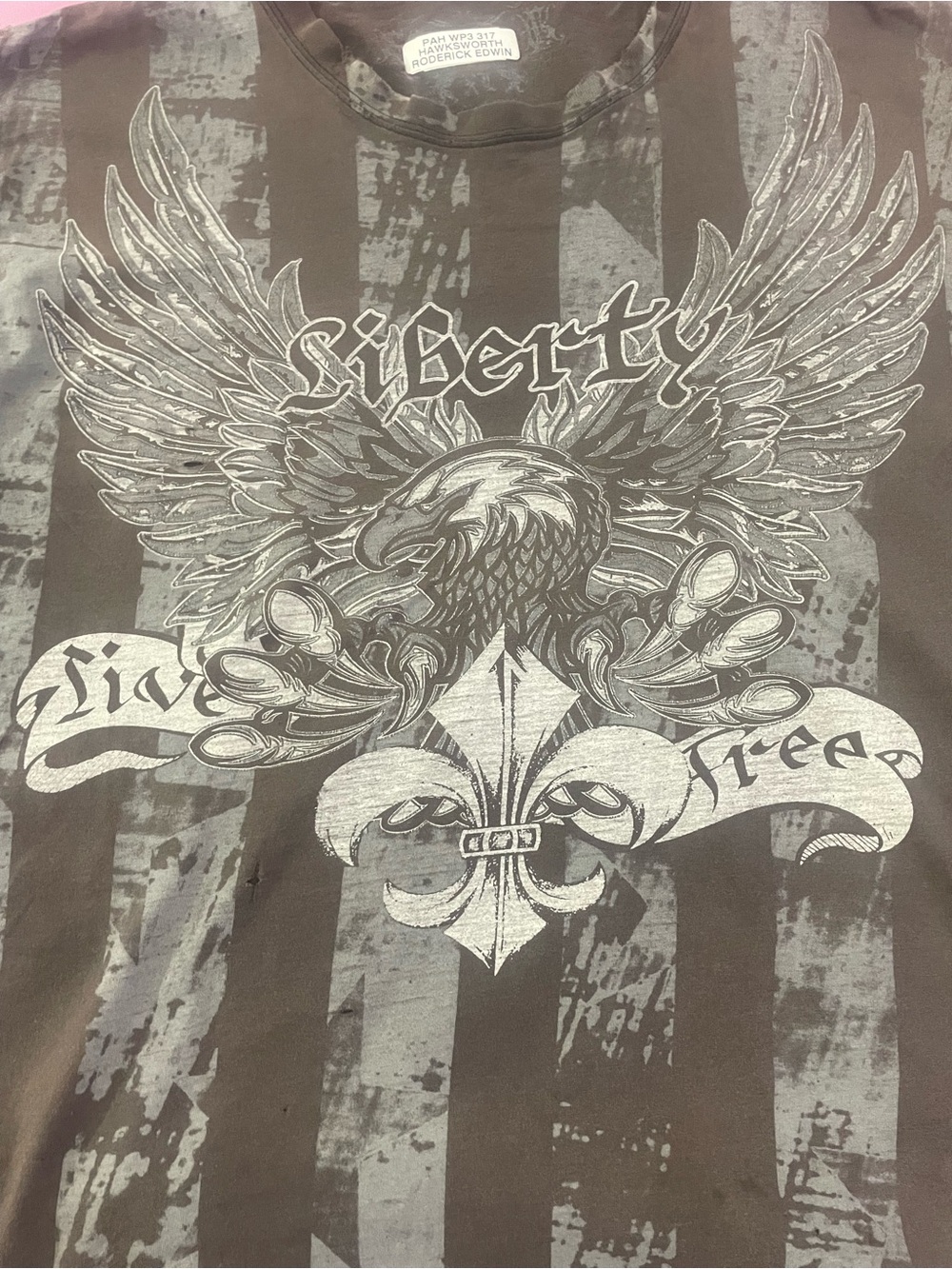 Liberty Men's Olive and Gray Graphic Eagle Tee - Picture 5 of 5